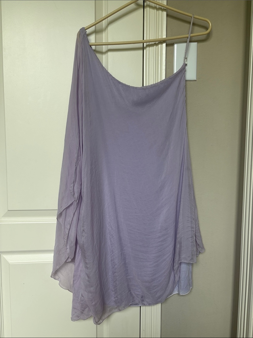 Asymmetrical Lavender Chiffon Skirt with Draped One-Shoulder